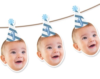 Baby Custom Photo banner | face banner printable | Fun birthday party for baby decorations 1st birthday garland