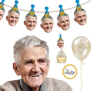Custom Photo banner | face banner printable | face birthday fun party people 21st 30th 40th 50th 70th 80th funny birthday