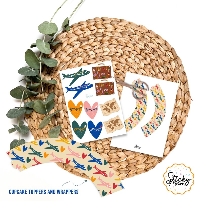 Bon Voyage Cupcake Toppers Printable Farewell Party Moving Cupcake ...