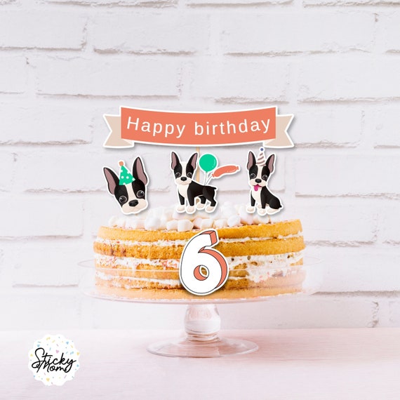 Boston terrier cake topper hot sale