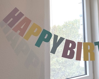 Rainbow Garland "Geburtstagskind" or "Happy birthday" rainbow pastel decoration personalized with name birthday kinder rainbow party