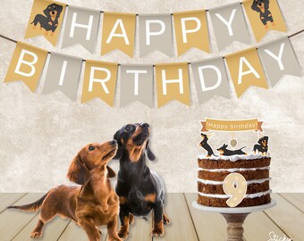 25-teilige Dackel Kuchen-Deko – Cake Topper & Cupcake Topper Für Hundeparty, Buntes Kartondesign