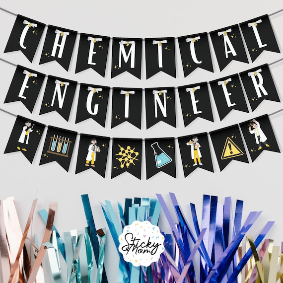 "Congrats Engineer" Graduation Banner 2025 | Black Glitter Party Decor For Engineer Grad