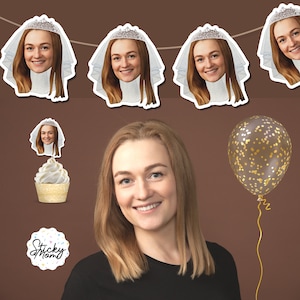 Bride Custom Photo banner | face banner printable | face cupcake toppers funny bachelorette veil bridal shower wedding bride to be