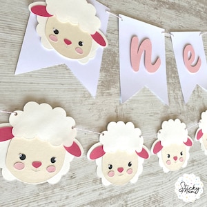 Little Lamb Garland Lamb girl Birthday Party Decor Little sheep Party Garland sheep cake topper lamb first birthday garland