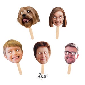 Face on a stick or elastic Custom Photo Face Mask Picture masks Personalized photo masks for Hen do birthday retirement graduation wedding