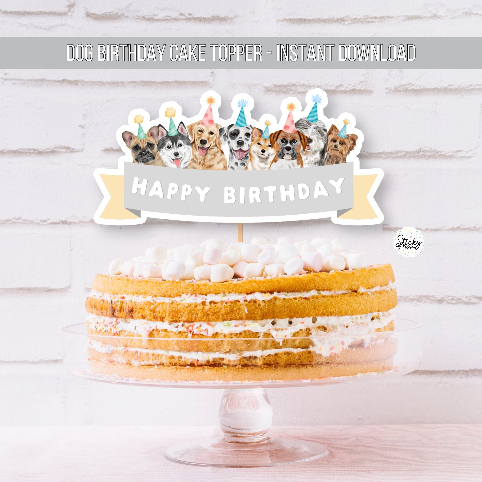 Dog Cake topper Dogs centerpieces Dog birthday party Printable Puppy decorations dog party decorations - Digital, instant download
