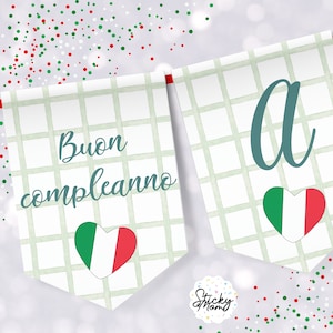 Décorations de fête d’anniversaire italiennes Italie Cake topper cupcake topper Italie signe de bienvenue Guirlande italienne « Auguri » Téléchargement instantané PDF