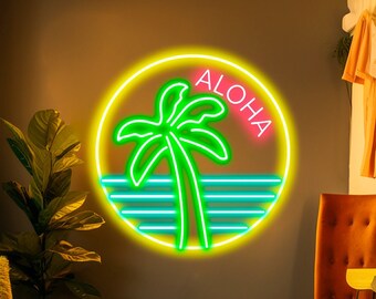 アロハネオンサイン：ハワイのバー装飾、レストラン看板 - Etsy 日本