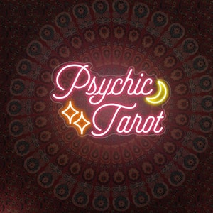 Original Psychic and Tarot Neon Sign Tarot Business Logo LED Neon Light Sign Aesthetic Boho neon sign Moon Stars Neon Light Shop Neon Sign