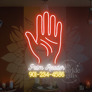 Personalized Palm Reader Neon Sign: Fortune Teller Tarot Shop Decor