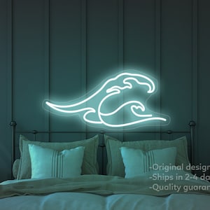 Original Sea Waves Neon Sign Custom Sea Waves Neon Sign LED Neon Light Sign for College Student Dorm/Bedroom Aesthetic Neon Sign Wall Decor
