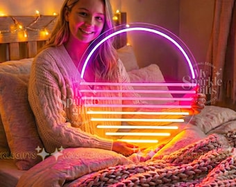 Vaporwave led-neonreclame, Synthwave-wandlamp zonsondergang voor gamerkamerdecoratie