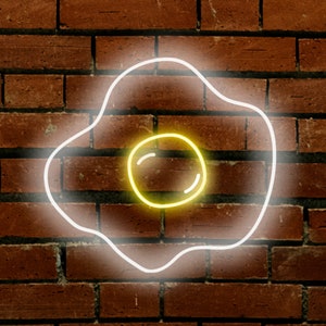 Fried Egg Neon Sign Cute LED Neon Light Sign Aesthetic Bedroom Wall Decor Funny Kids Room Decor Boho Party Wall Hanging Decoration