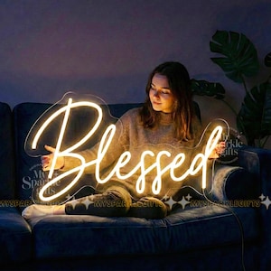 Blessed LED Neon Sign, Christian Home Decor, Faith Gift