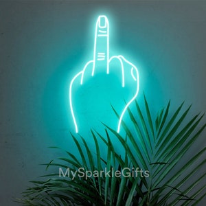 Middle Finger Neon Sign Funny LED Neon Light Sign for Wall Decor Modern Bedroom Decor Aesthetic Cool Bar Wall Hangings Funny Party Decor