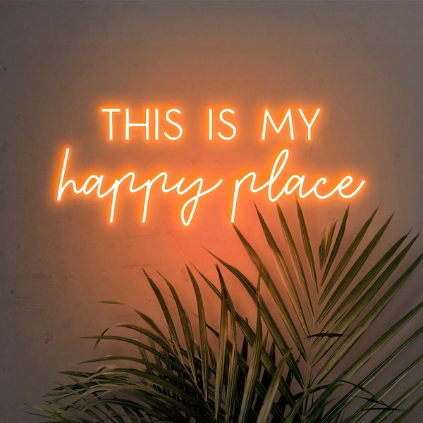 Original This is My Happy Place Neon Sign Custom Wedding Neon Sign  LED Neon Light Sign for Wall Decor Bedroom Decor Housewarming Gift