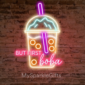 Originele Boba-theewinkel neonreclame Milk Tea LED-neonlichtbord, maar eerst Boba Neon Wall Hanging Custom neonreclame voor winkels: