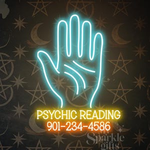 Palm Reading Neon Sign: Fortune Teller LED Light Decor Personalized Business Sign