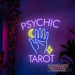 Original Psychic&Tarot Neon Sign Mystical Décor Shop/ Business Spiritual Reading Fortune Teller Sign Boho Neon Wall Art Business Neon Sign