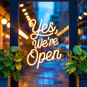 Yes We’re Open Neon Sign – LED Business Sign for Storefront, Bar, Salon, Café, Window Display, Shop Decor, Custom Open Neon Sign