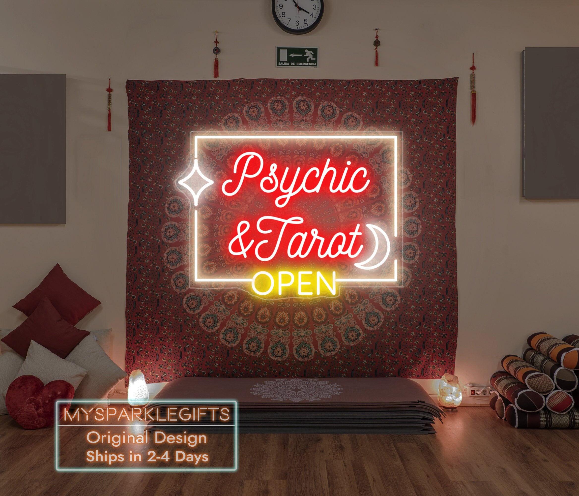 Psychic Tarot Neon Sign: LED Open Light, Personalized Business