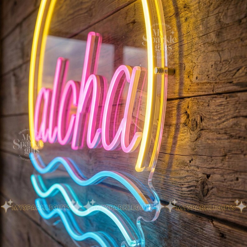 Aloha Neon Sign, Tropical Sunset Beach LED Wall Light Bar Decor - Etsy