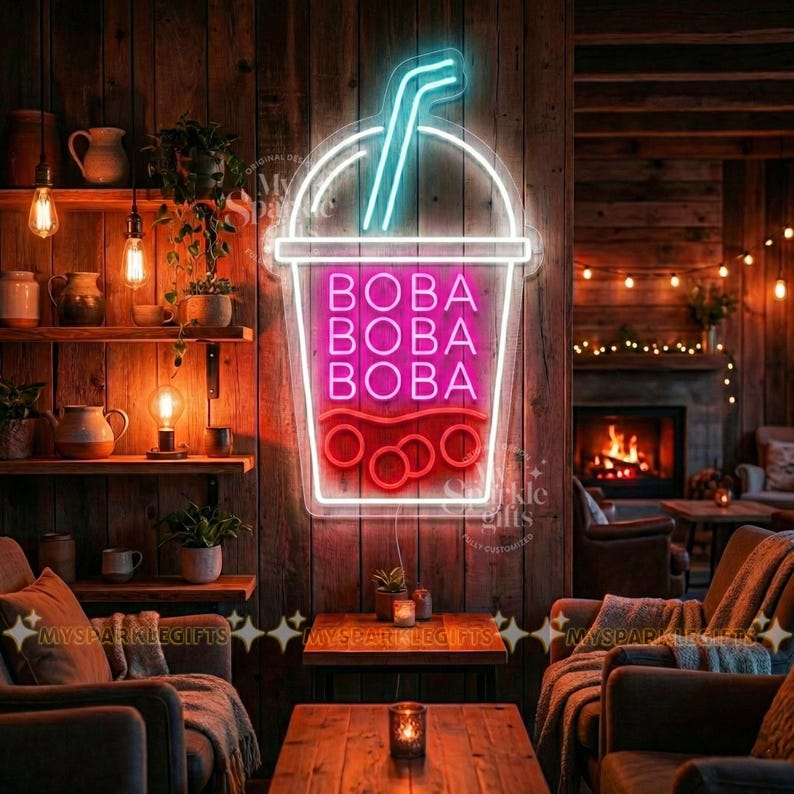 Custom LED Neon Boba Sign: Bubble Tea Shop Decor, Milk Tea Lover Gift ...