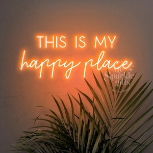 Original This is My Happy Place Neon Sign Custom Wedding Neon Sign  LED Neon Light Sign for Wall Decor Bedroom Decor Housewarming Gift