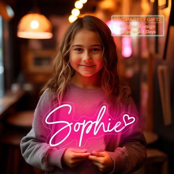 Personalized Name Neon Sign Custom Name with Cute Heart neon Light Name Neon Sign for College Girls Dorm Kids Room Neon Sign Gift Idea