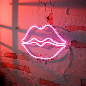 Neon Lips Sign LED Wall Art for Bedroom|Bar|Salon Aesthetic Lighted Decor Customizable Sexy Lips Sign for Modern Spaces Girls Gift Idea
