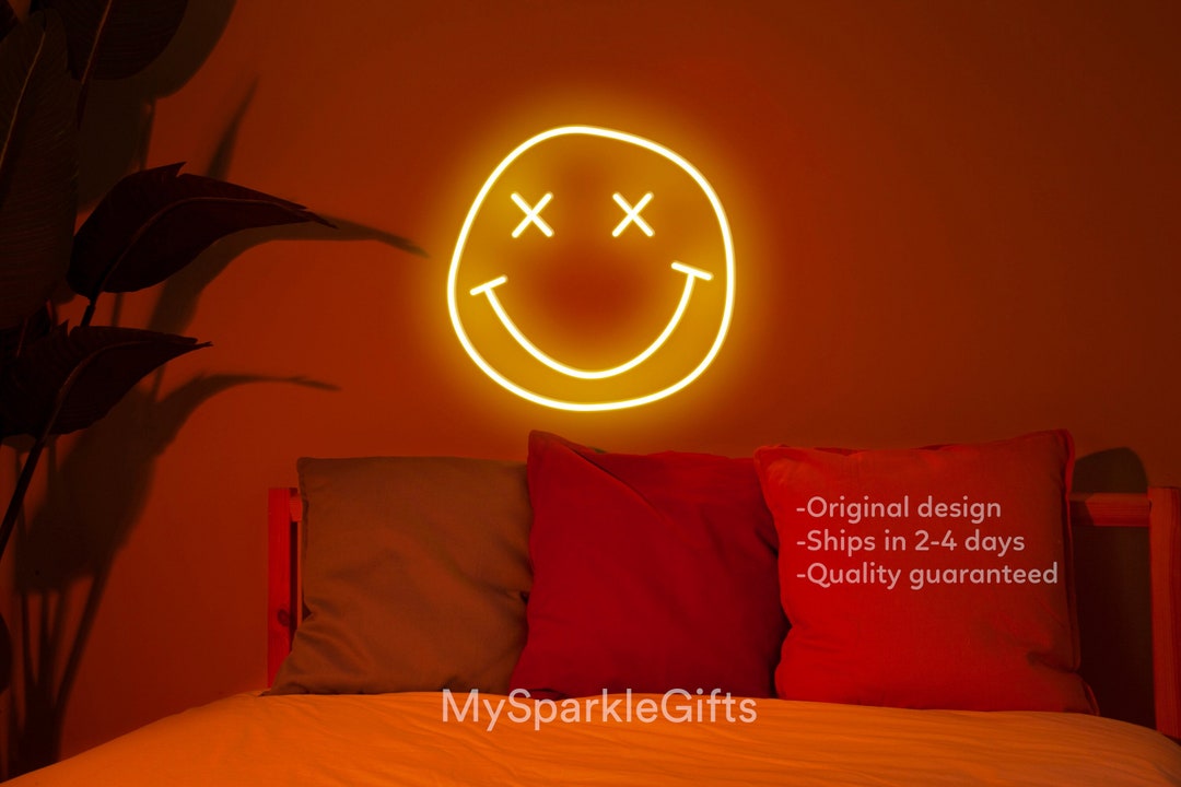 Original Cute Smiley Face Neon Sign LED Neon Light Sign for College ...