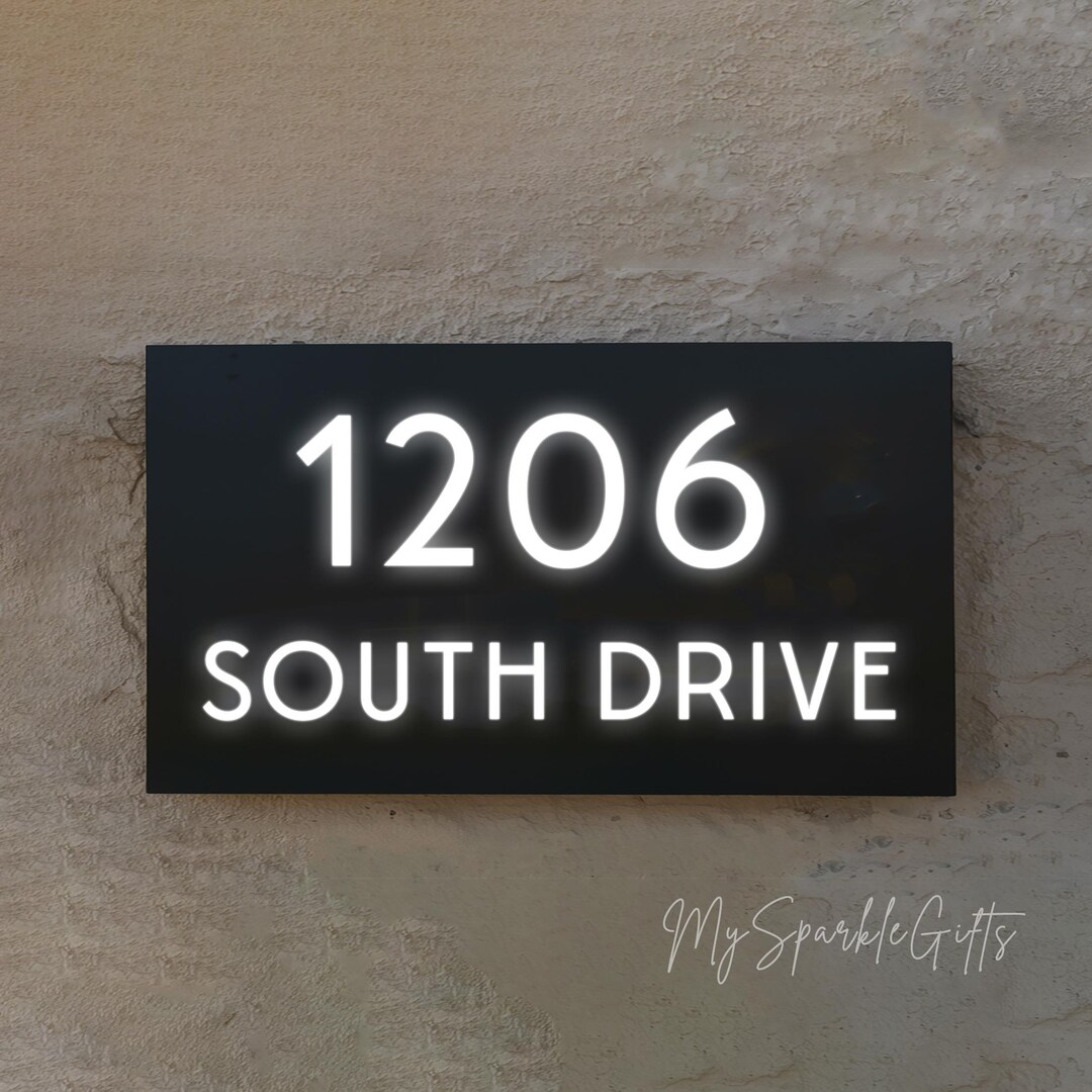Modern LED Backlit House Number Sign: Metal Address Plate - Etsy