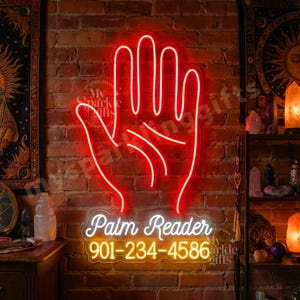 Custom Palm Reader Neon Sign Psychic Hand LED Light Fortune Teller Business Logo Decor