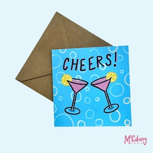 Chin Chin greetings card l Celebration greetings card, thinking of you card, cheers to you card