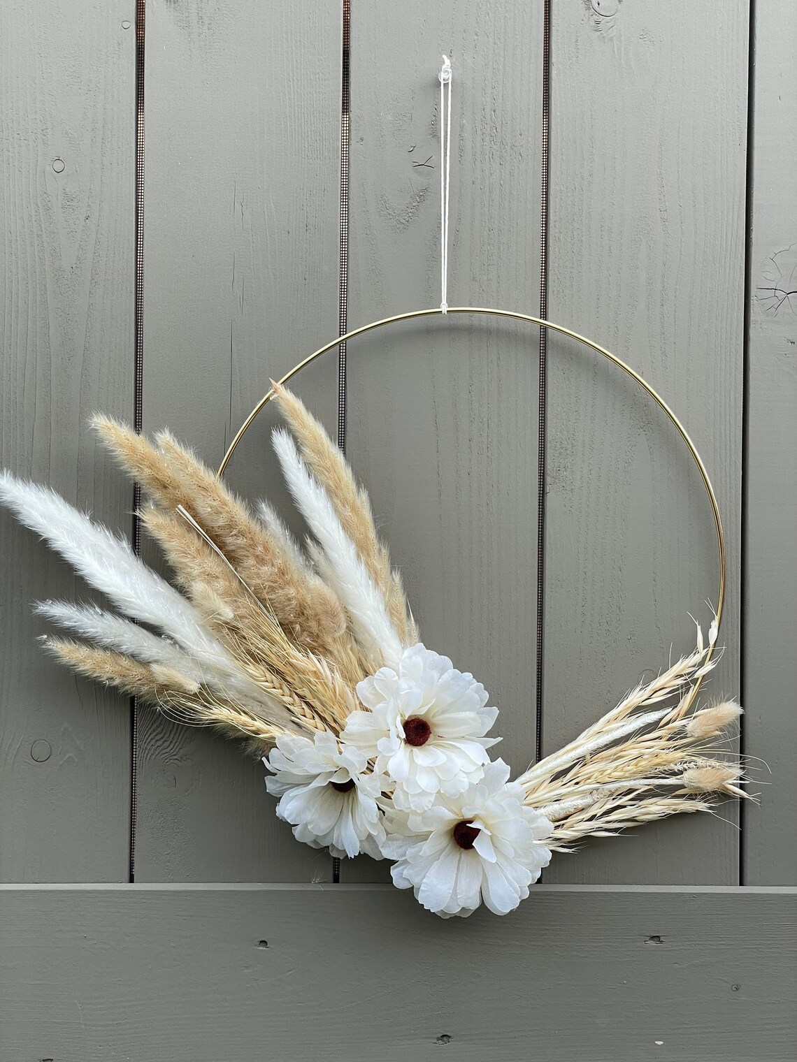 Pampas grass pampas hoop wreath boho pampas grass wreath Etsy