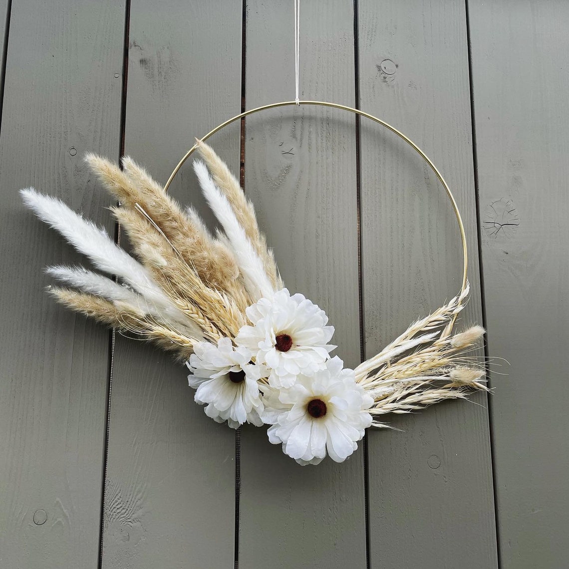 Pampas grass pampas hoop wreath boho pampas grass wreath Etsy