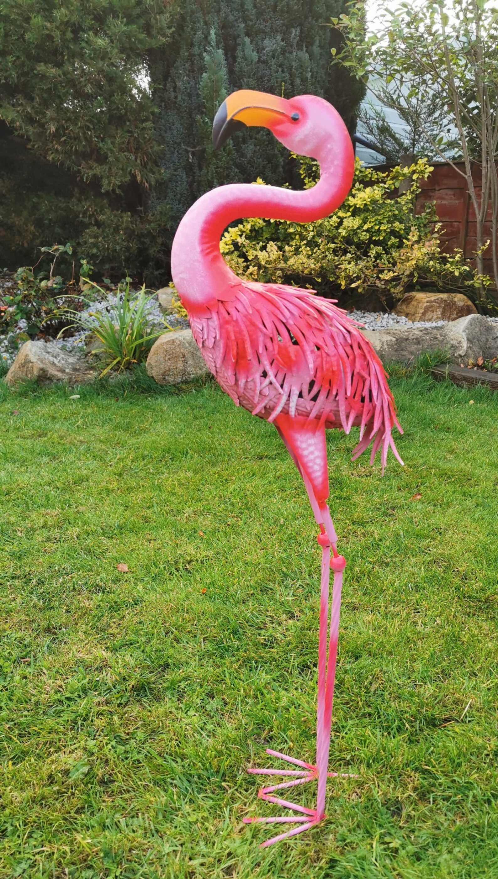 Metal Pink Flamingo Garden Metal Statues Metal Pink Etsy
