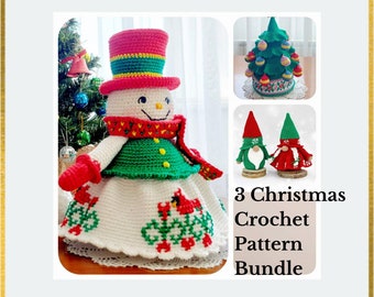 Christmas Crochet Decor, Bundle Crochet Pattern for Christmas, Crochet Snowman, Crochet Christmas Tree with Star, Crochet Christmas Gnomes