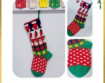 Crochet Christmas Stocking Pattern, Christmas Crochet Patterns, Crochet Stocking Pattern, Crochet Holiday Stocking, Christmas Crochet