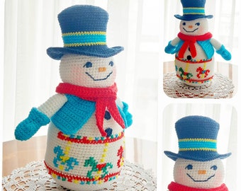 Christmas Crochet Pattern, Snowman With Carousel Horses , Christmas Crochet , Christmas Amigurumi, Snowman Crochet, Amigurumi Snowman