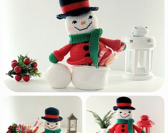 Christmas Crochet Pattern, Snowman Candy Box, Christmas Crochet, Christmas Amigurumi, Snowman Crochet, Amigurumi Snowman,Crochet Snowman Toy