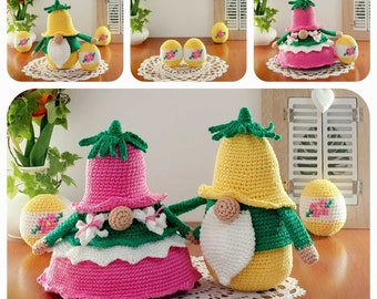 Easter Amigurumi Crochet Pattern, Flower Gnomes with Egg, Crochet Easter Gnomes Patterns, Crochet Easter Amigurumi Egg, Crochet Easter Gifts