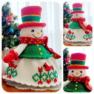 Christmas Crochet Pattern,Snowman with Birds, Christmas Crochet, Christmas Amigurumi, Snowman Crochet,  Amigurumi Snowman Pattern