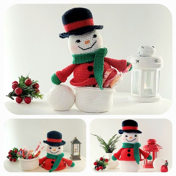 Patron de Noël au crochet, bonhomme de neige au crochet, Crochet de Noël, Amigurumi de Noël, bonhomme de neige au crochet, bonhomme de neige Amigurumi, bonhomme de neige au crochet