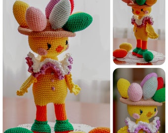 Easter Crochet Pattern, Crochet Chick with Hat, Crochet Easter Eggs, Easter Amigurumi, Chick Amigurumi, Easter Crochet Decoration