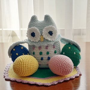 Crochet Easter Decoration  | Crochet Owl pattern | Owl Amigurumi | Crochet pattern egg | Crochet Mini Carpet Rainbow  | Crochet Easter Decor