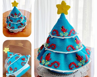 Christmas Crochet Pattern, Christmas Tree with Star and Birds, Christmas Crochet, Amigurumi Christmas, Christmas Tree Amigurumi,Crochet Star