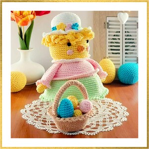 Padrão de Crochê para Páscoa, Caixa de Pintinhos com Cesta e Ovos, Pintinho de Páscoa Amigurumi, Decoração de Páscoa em Crochê, Padrão em PDF (Inglês)