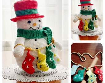 Crochet Christmas Snowman Pattern with Christmas Socks | Christmas Crochet | Christmas Amigurumi | Snowman Amigurumi
